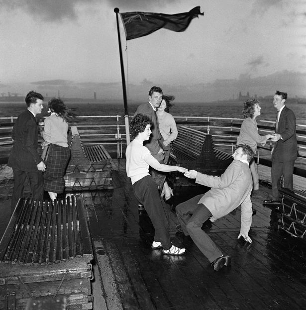 Rock 'n' Roll dancing on the pleasure boat "Royal Iris" on the River Mersey. April 1958