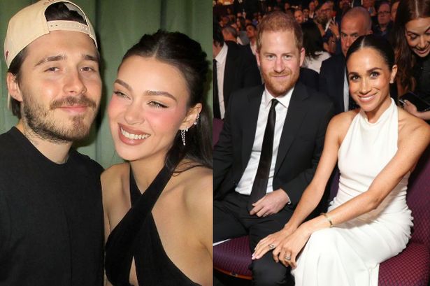 Brooklyn Beckham and Nicola Peltz (left) Prince Harry and Meghan Markle (right)