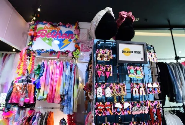 This photo shows colourful jewellery and accessories on display in the Metquarter's All Over The Shop.