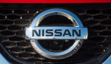 A Nissan logo on a car
