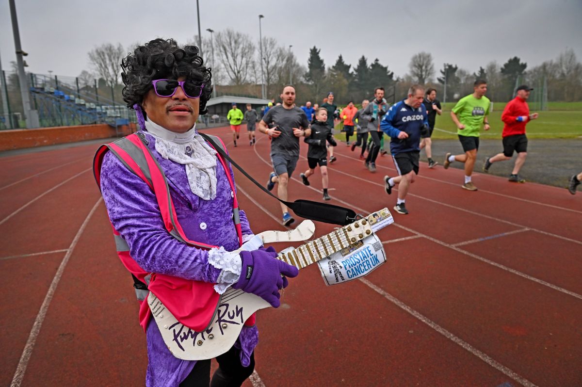 Purple Prince Mark Sinclair also ran the Dudley Park Run at the Dell stadium