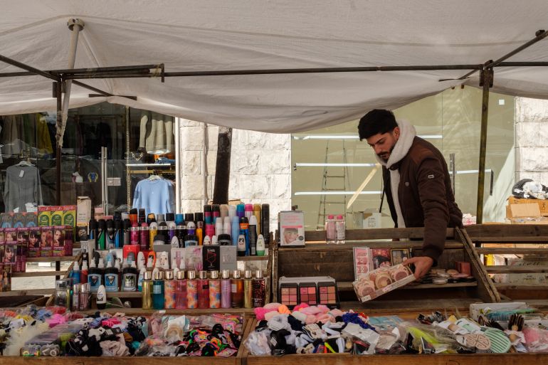 A man selling goods at the market in Nabatieh 