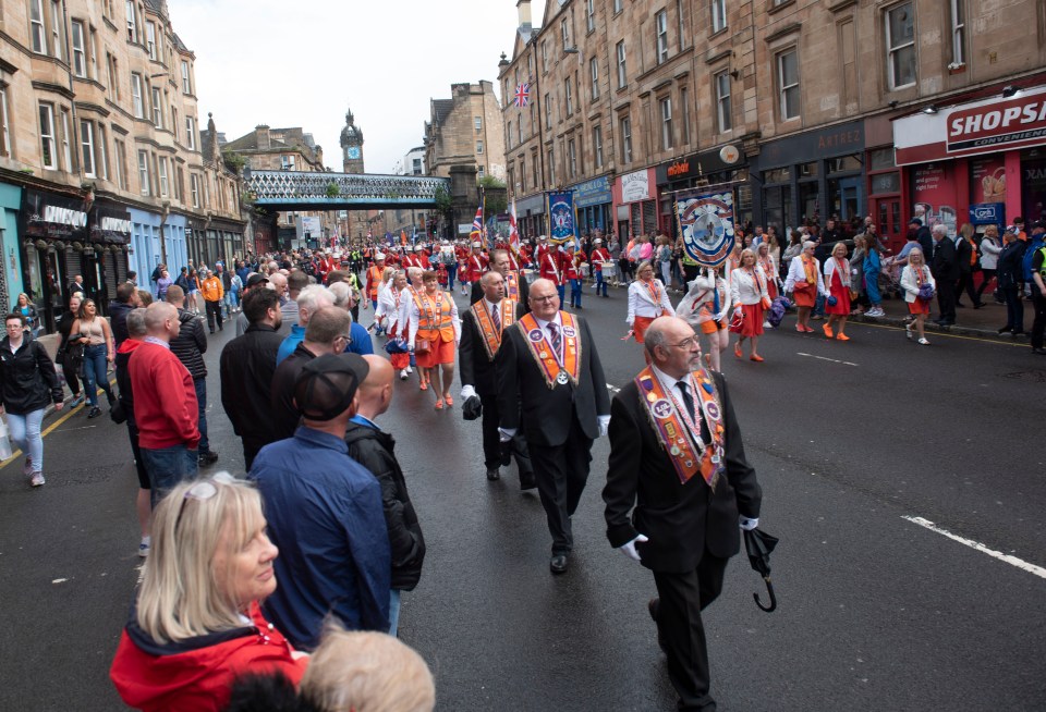 Orange Order marching bands in Glasgow.