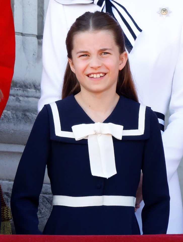 Princess Charlotte of Wales watching the Trooping the Colour from Buckingham Palace balcony.