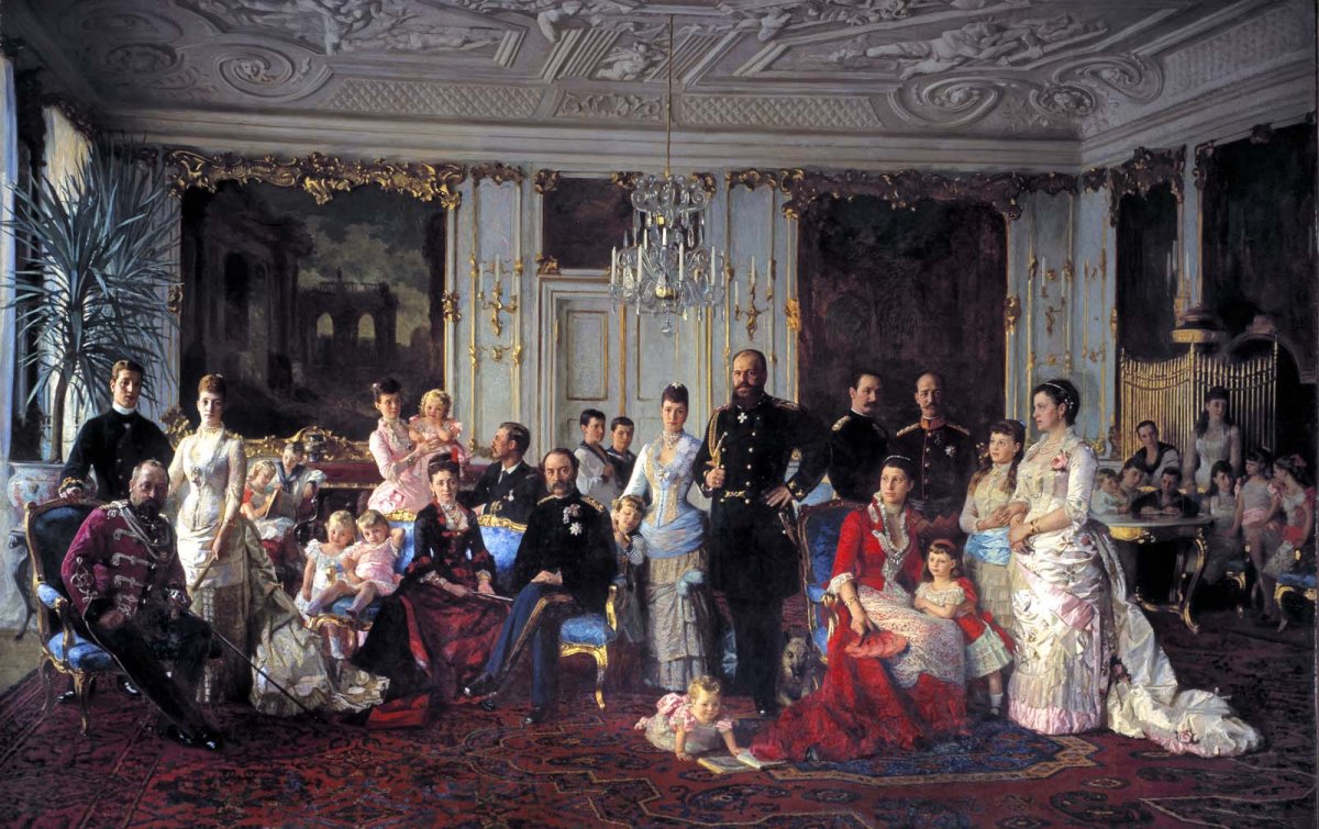 Laurits Tuxen's painting of Christian IX of Denmark with his family, ca. 1880s (Wikimedia Commons)
