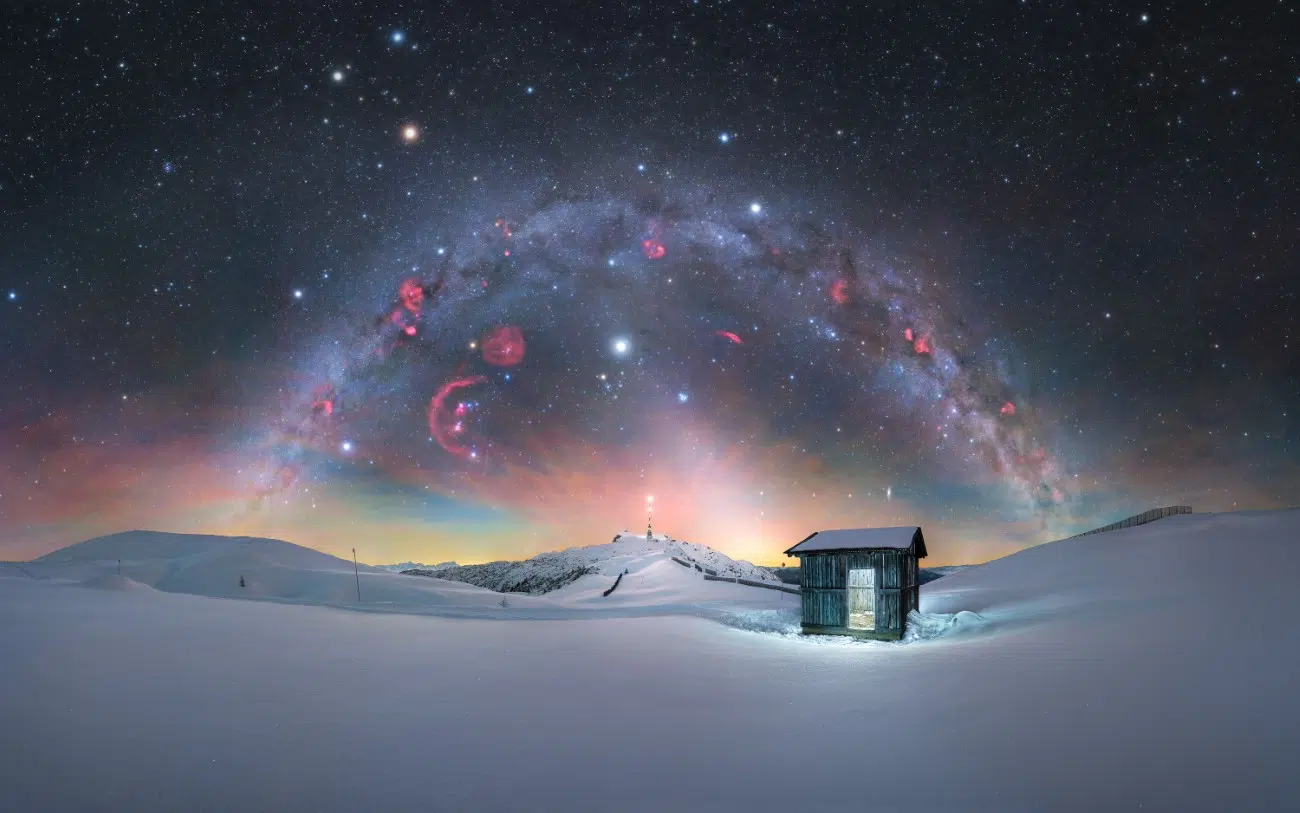 Milky Way over cabin in Austria’s Dobratsch mountain