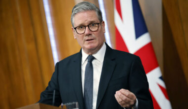 British Prime Minister Keir Starmer speaks in Downing Street