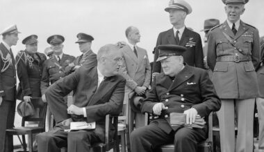 British Prime Minister Winston Churchill And US President Franklin D Roosevelt at the Atlantic Conference, August 10th 1941