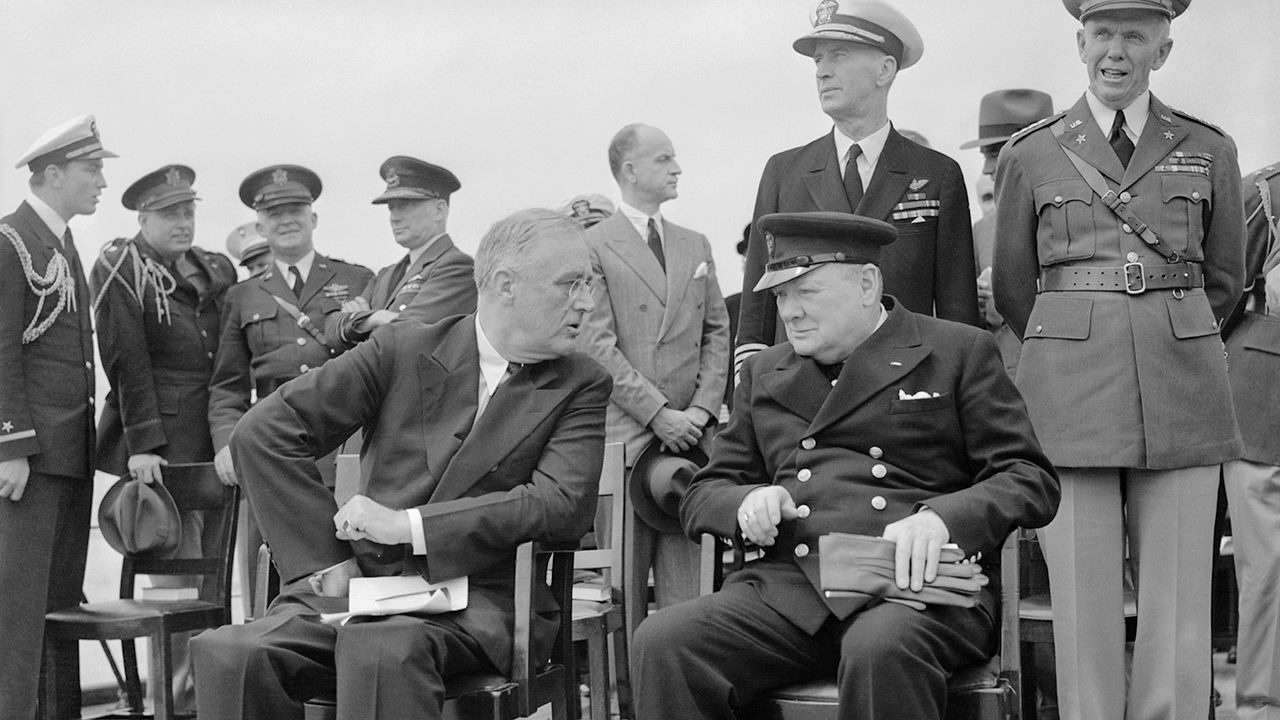 British Prime Minister Winston Churchill And US President Franklin D Roosevelt at the Atlantic Conference, August 10th 1941
