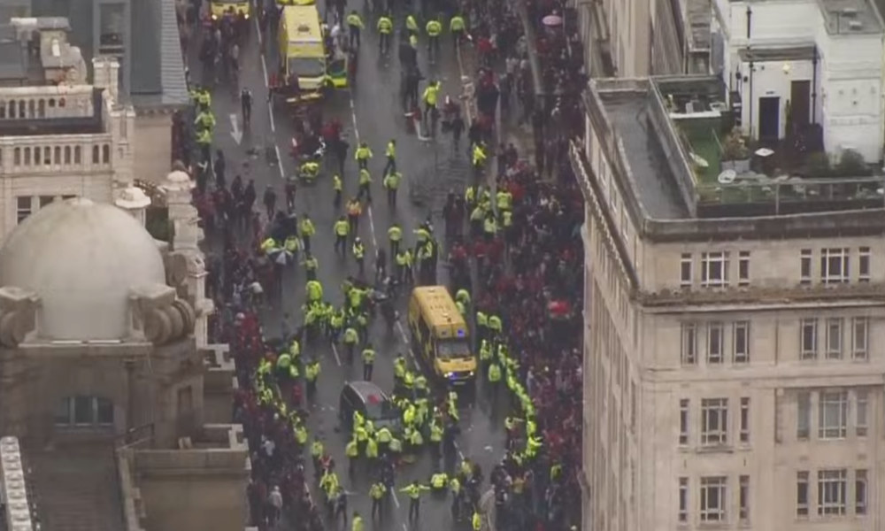 Multiple casualties after driver strikes crowd in Liverpool, England