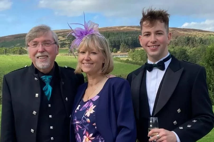 Jonny (right) with his mum Fiona and her husband Graham