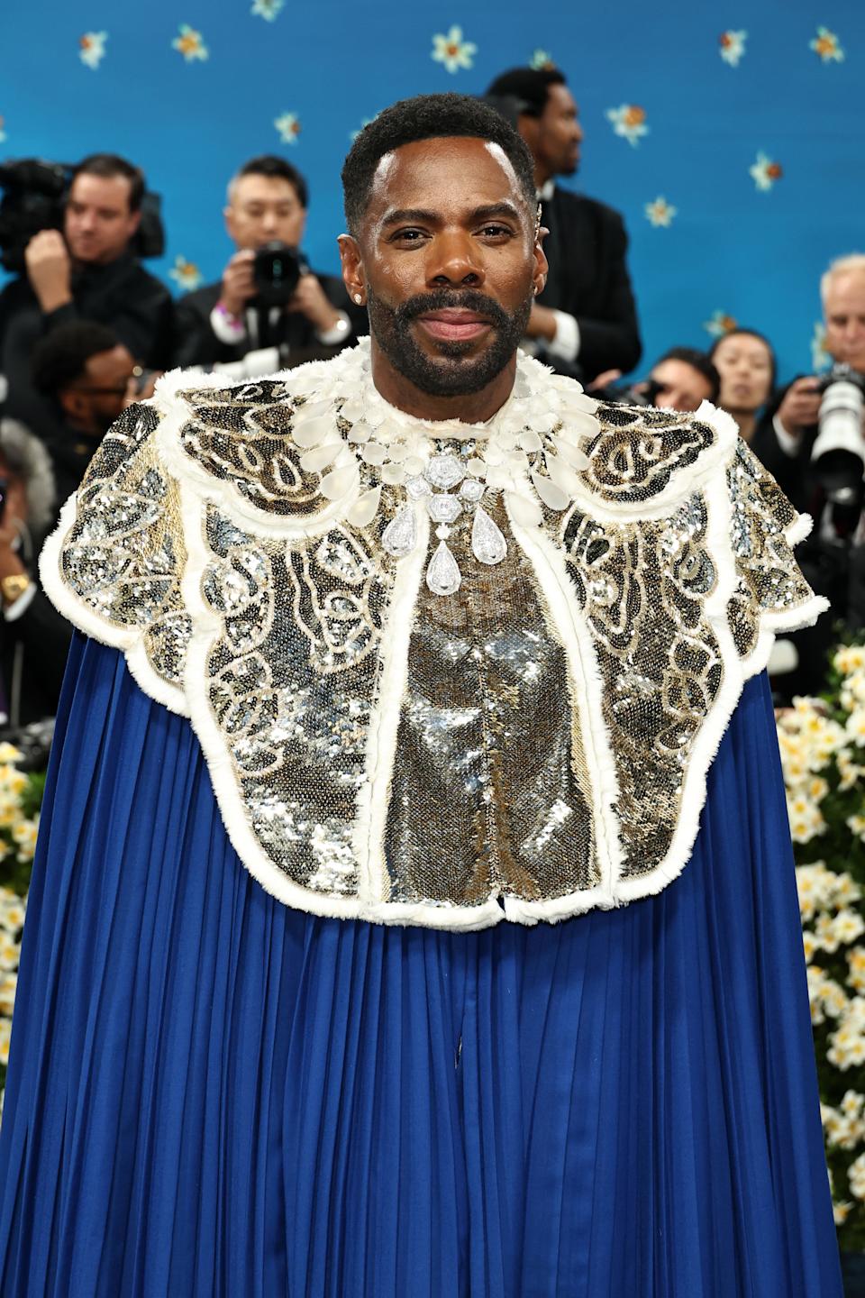 Domingo wore an opulent royal blue gown on the red carpet.