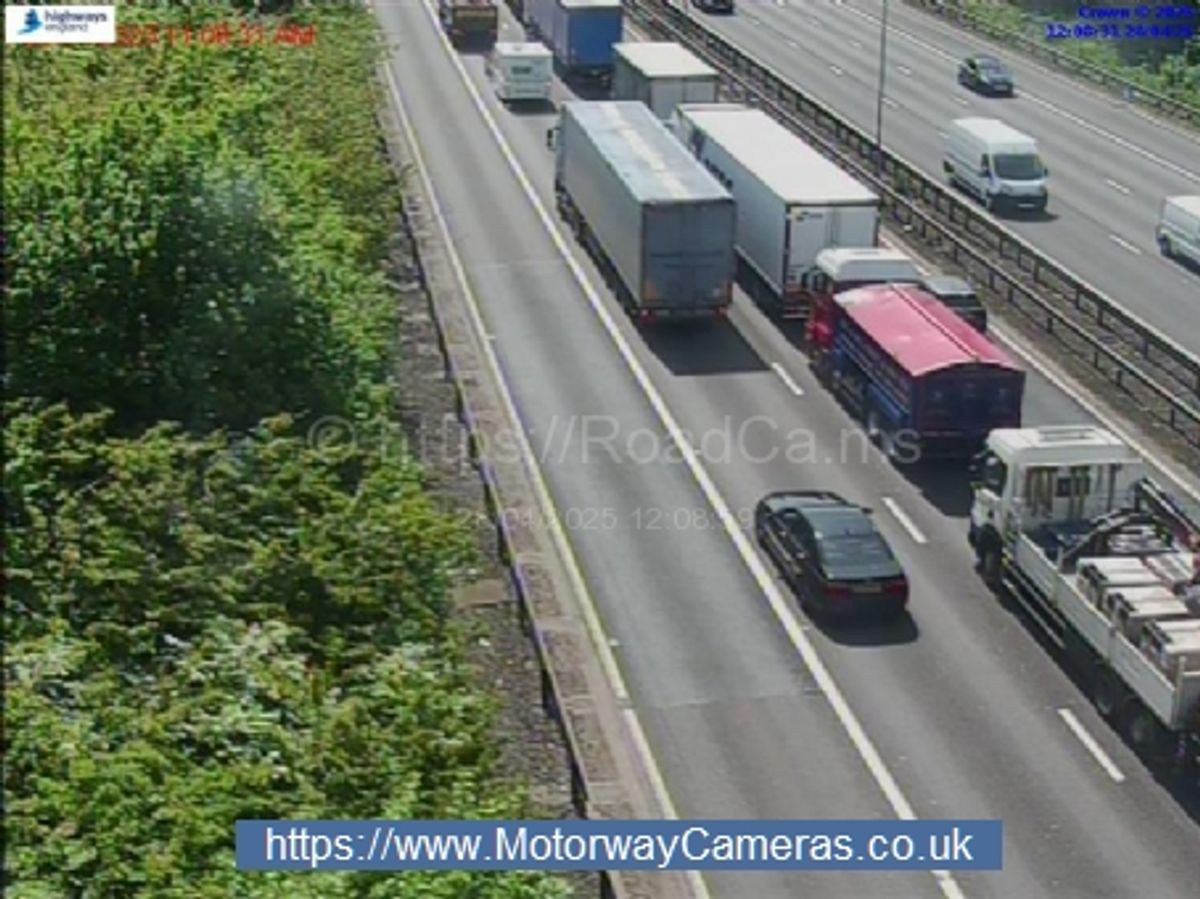Traffic could be seen building up on the M6 southbound carriageway. Photo: Motorway Cameras