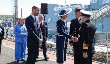 Princess of Wales formally names HMS Glasgow with a whisky smash