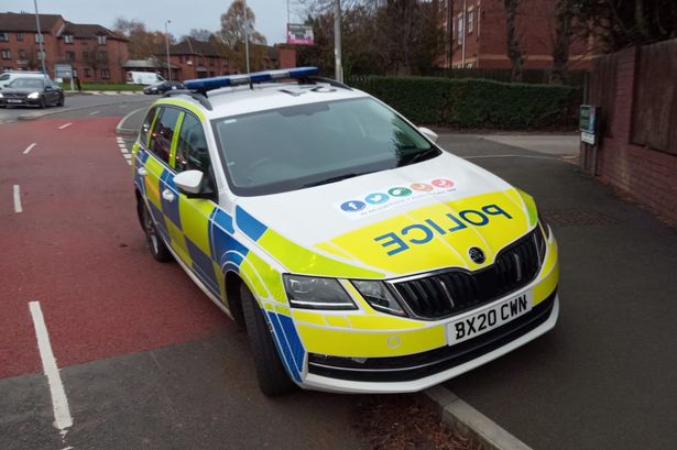 A police car pictured along the Lichfield Road in Cannock