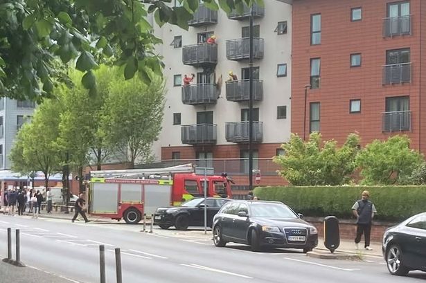 The blaze broke out on a third-floor balcony