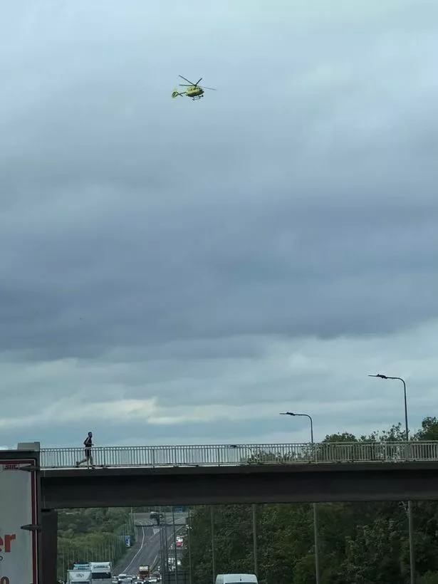 An air ambulance landed nearby following a 'serious collision'