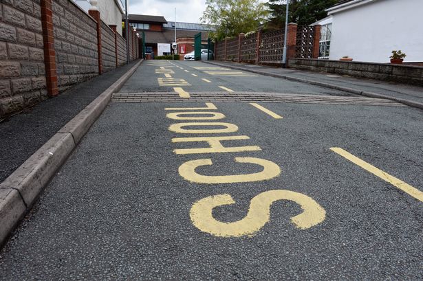 School markings on a road