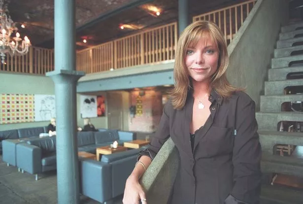 Actor Samantha Janus in the Blue Bar filming 