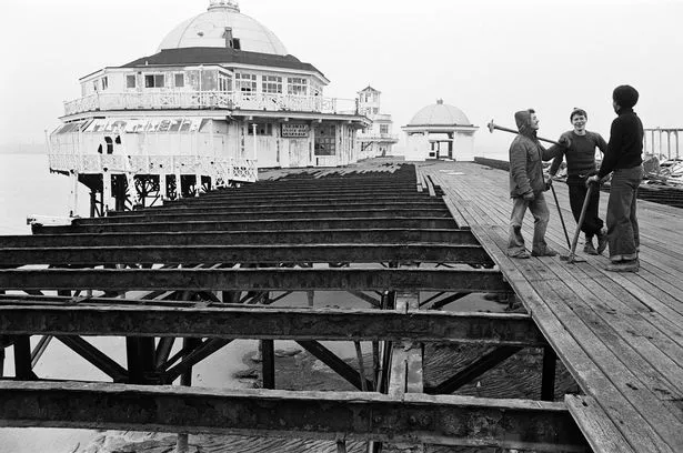 Demolition of New Brighton Pier, Wallasey. February 3, 1978