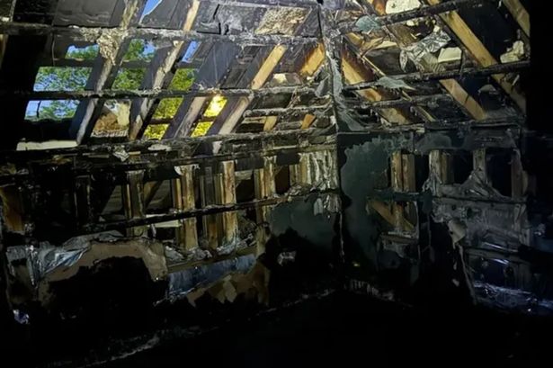 The top half of the family's home was destroyed in the blaze 