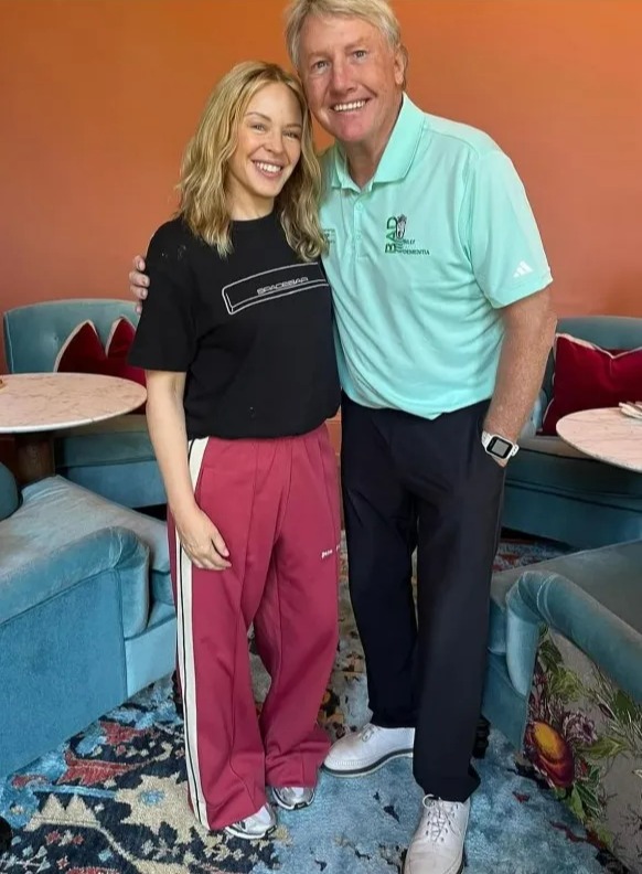 Kylie Minogue and Frank McAvennie at a golf day in Glasgow.