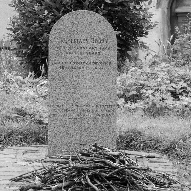 Infrared image of Bobby the Terriers grave in Greyfriars Kirkyard in Edinburgh, Scotland, United Kingdom