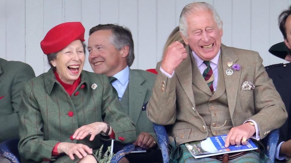  King Charles and Princess Anne laughing. 