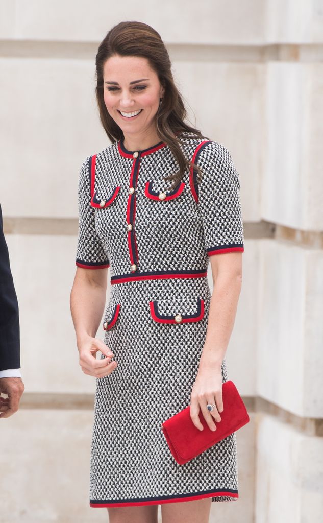 Princess Kate wearing her Gucci mini dress at the Victoria & Albert Museum in 2017
