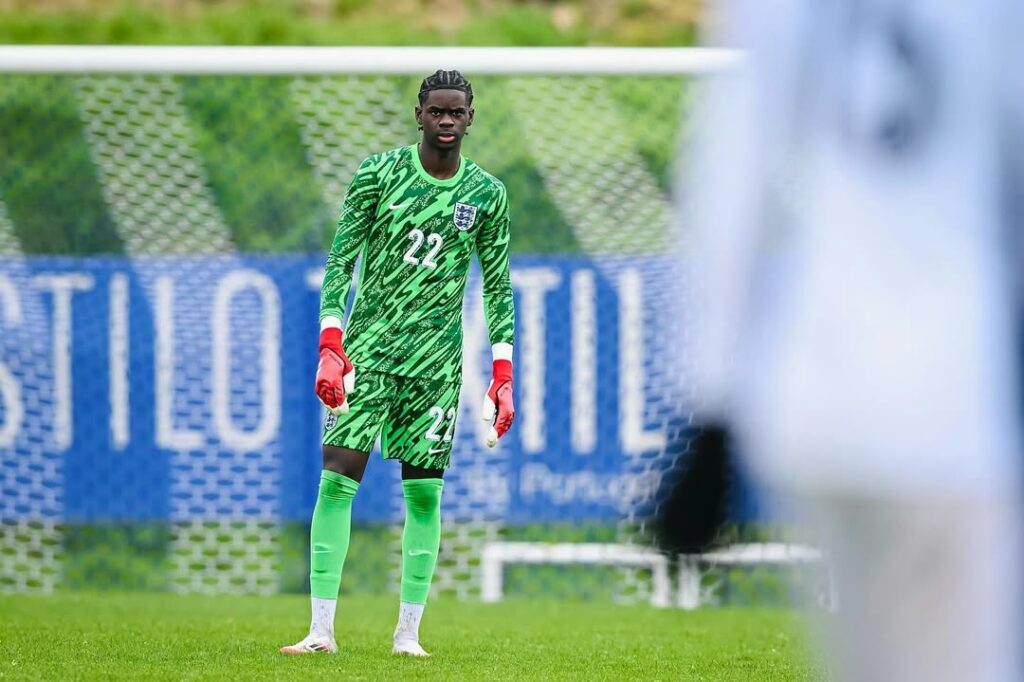 Khari Ranson playing for the England u18s (Photo via Ranson on Instagram)