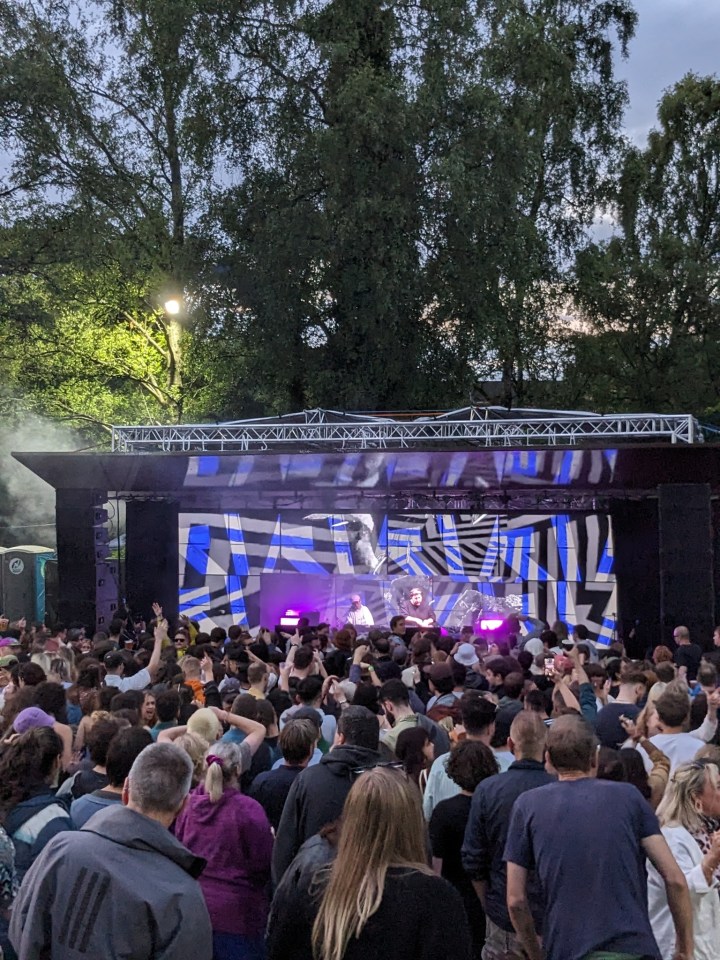 Large crowd at an outdoor concert.