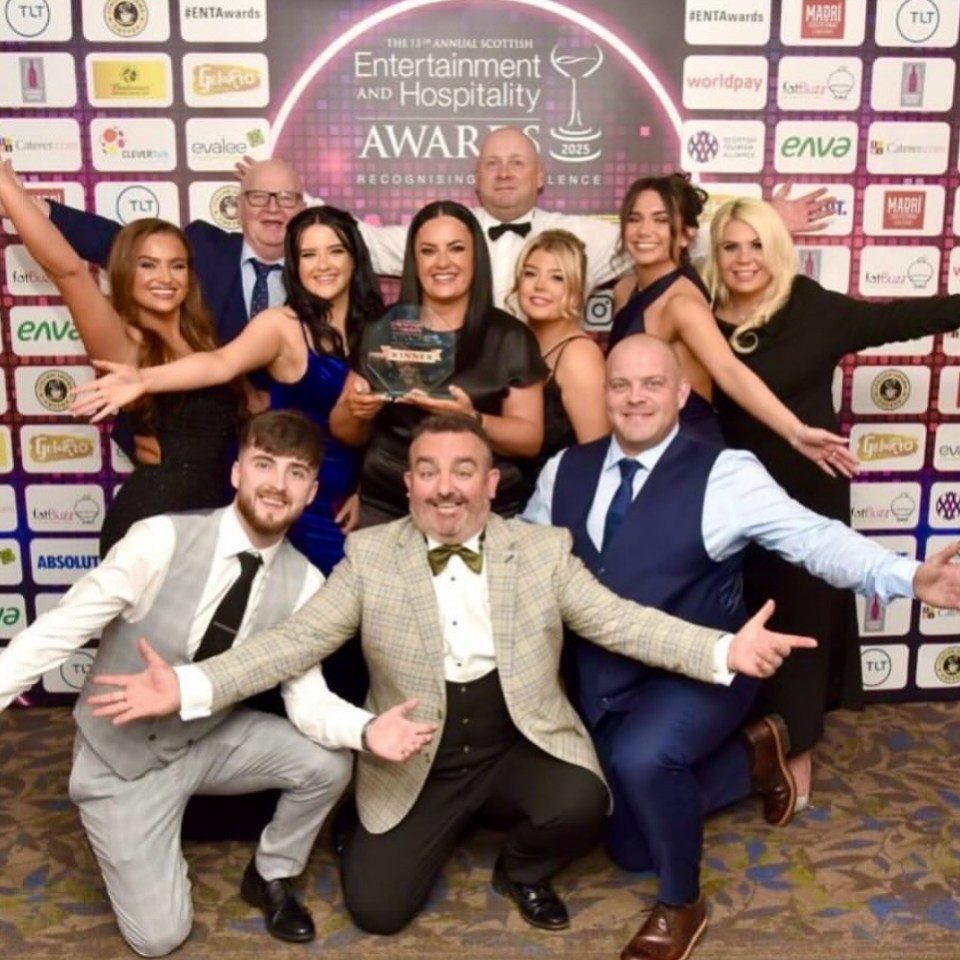 Group photo of award winners at the Scottish Entertainment and Hospitality Awards.