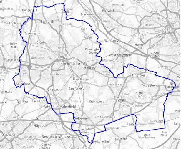 A map shared by GMP showing every corner of Wigan is covered by the order