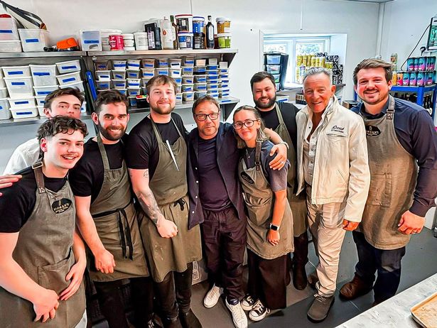 Bruce Springsteen and Stephen Graham at Normans Restaurant in Kirkburton