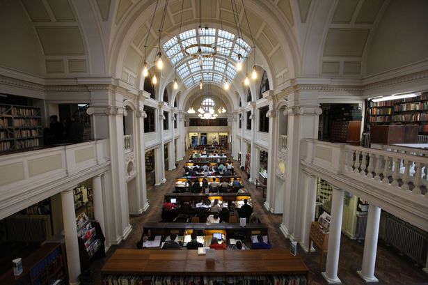 Photo from first floor of big library atrium