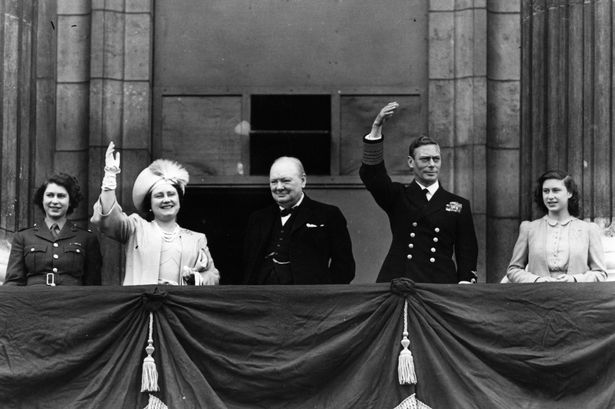 Winston Churchill with the Royal Family on VE Day