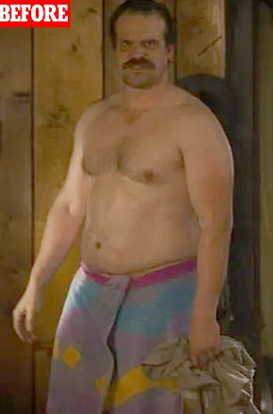 Before: The actor had previously weight 280lbs for his role as sheriff Jim Hopper