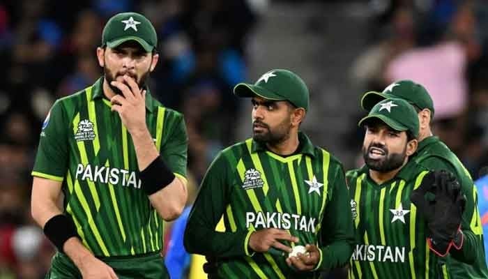 (From left) Shaheen Shah Afridi, Babar Azam and Mohammad Rizwan can be seen during a match in this undated image. —AFP/File