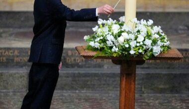 The great-great-grandson of war-time leader Winston Churchill, 10-year-old Alexander Churchill, lights the VE Day 80th Candle of Peace at Westminster Abbey (Aaron Chown)