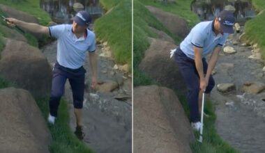 PGA Championship star ditches shoes and dives into creek to make wonder shot | Golf | Sport
