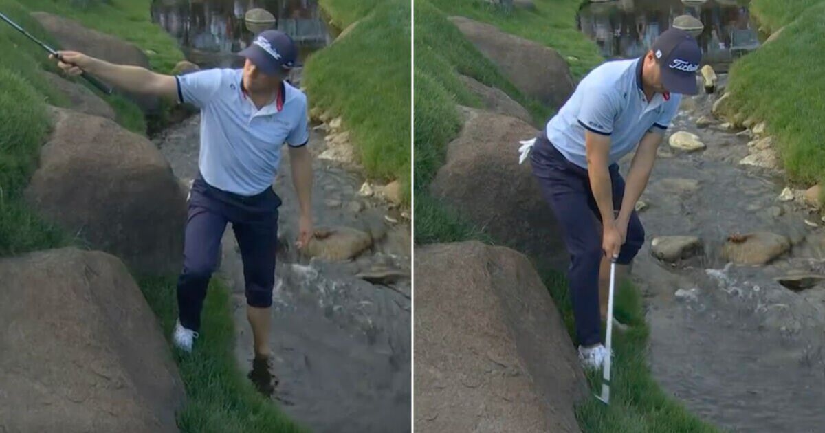 PGA Championship star ditches shoes and dives into creek to make wonder shot | Golf | Sport