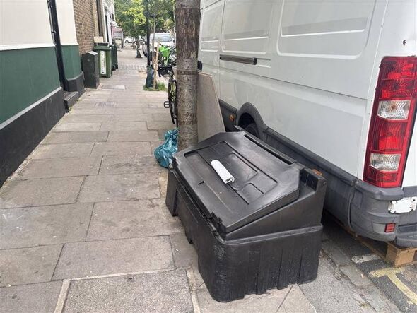 A bin that was recently installed for a nearby building is another obstacle