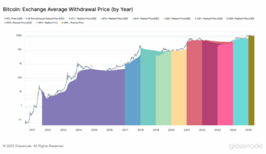 BTC: Exchange Average Withdrawal Price (by year) (Glassnode)