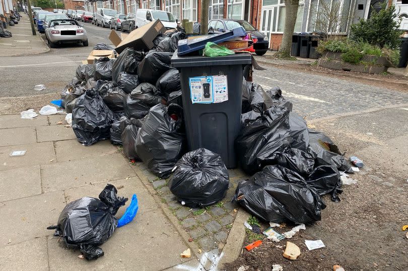 A pile of bin bags in the Selly Park area of Birmingham