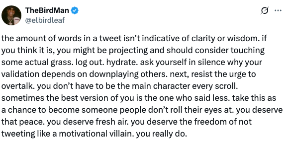Summary of text: The tweet discusses the value of logging off social media, taking care of oneself, and not letting online presence define one's worth