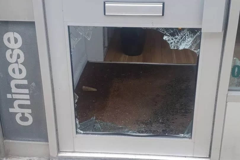 The damaged front entrance.