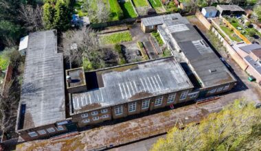 Aerial view of the former Trittiford Learning Centre, in Trittiford Road, Moseley, Birmingham.