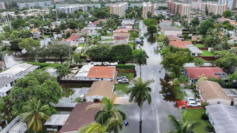 Flood waters inundate a neighborhood on June 13, 2024, in Hallandale Beach, Florida. - Joe Raedle/Getty Images