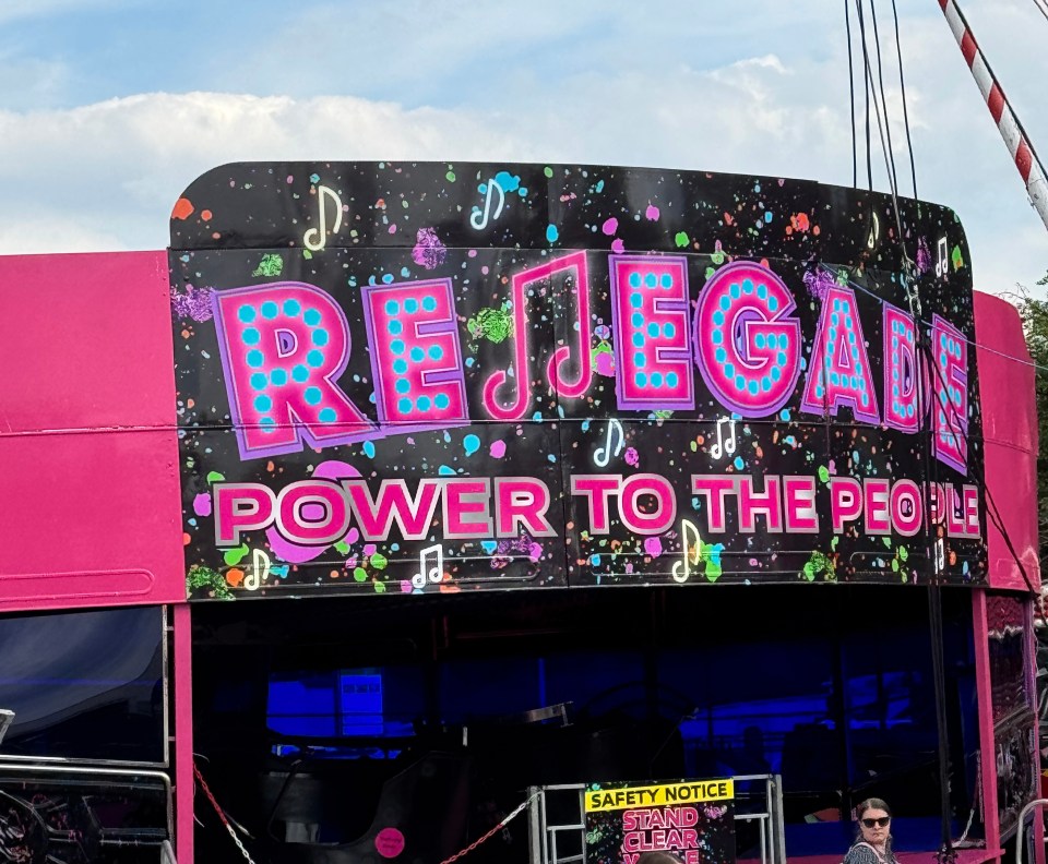 Renegade Power to the People carnival ride closed for inspection.