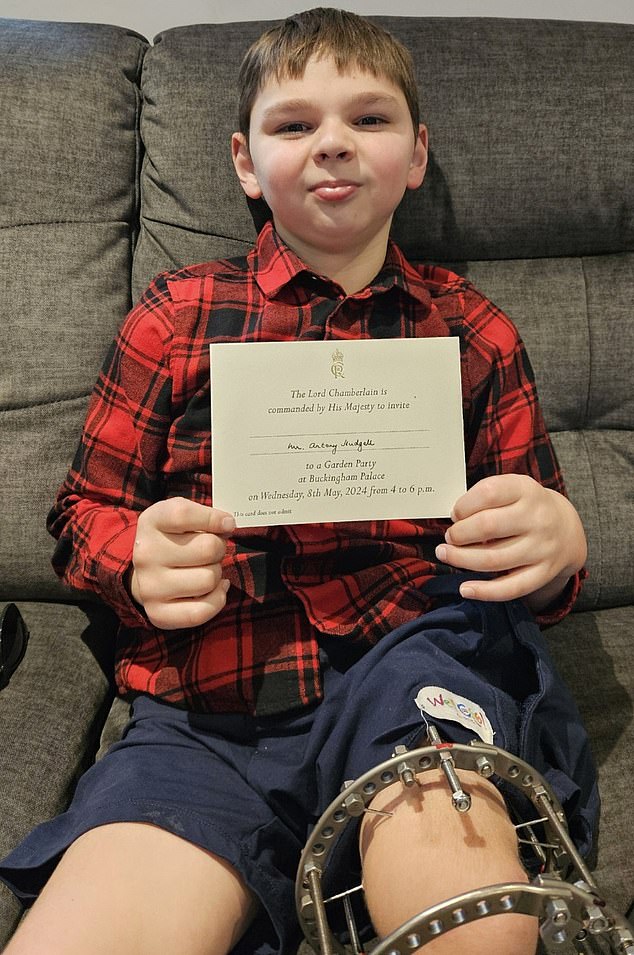 A ROYAL INVITATION: Tony (pictured) displays the invitation he received to attend the previous garden party at Buckingham Palace last year - before being forced to miss it